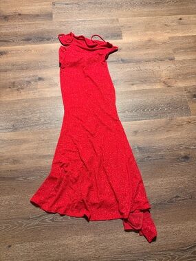 Red Sleeveless Sparkle Maxi Dress